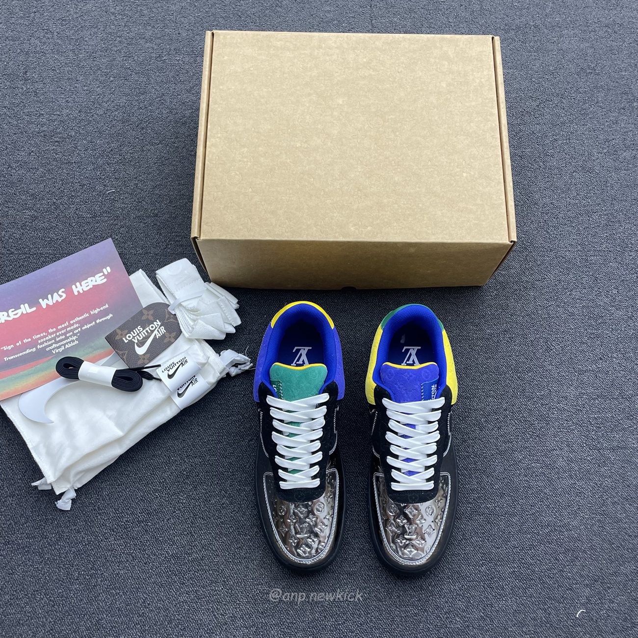 Louis Vuitton Nike Air Force 1 Low By Virgil Abloh Black Metallic Silver (4) - newkick.cc